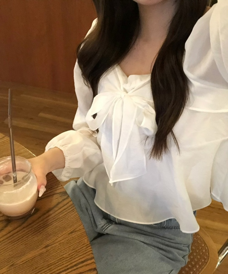 애니 리본 블라우스 아이보리