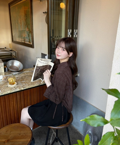 체크 옆셔링 남방 셔츠 브라운