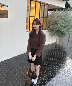 체크 옆셔링 남방 셔츠 브라운