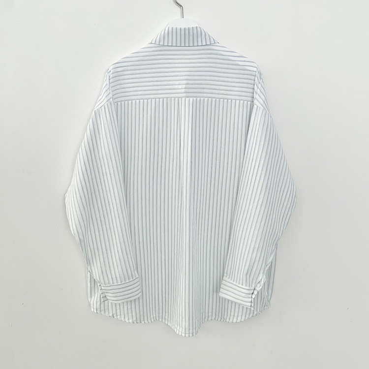 왕오버핏 스트라이프 포켓 긴팔셔츠 남방