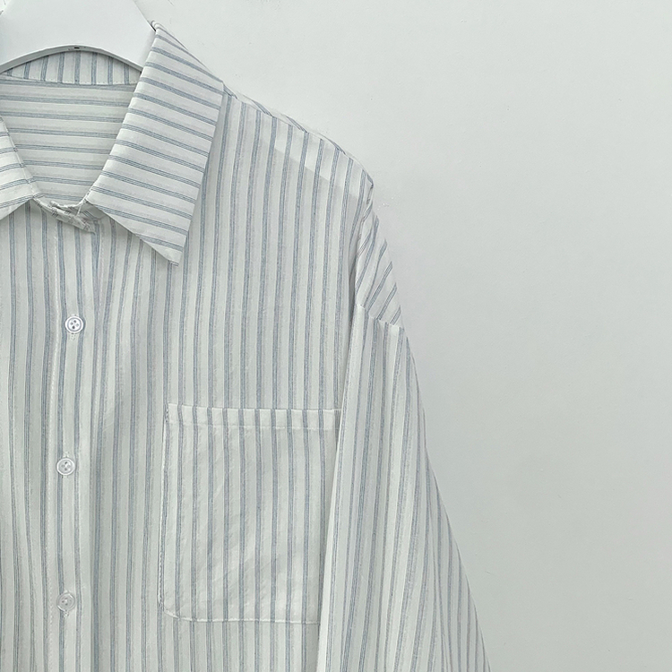 왕오버핏 스트라이프 포켓 긴팔셔츠 남방