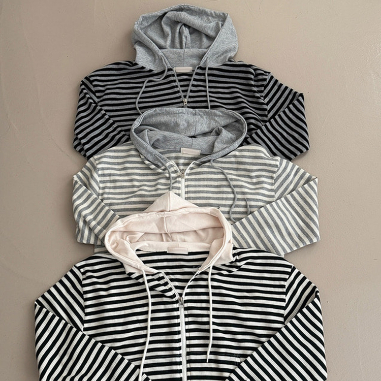 카카오 단가라 스트라이프 투웨이 와플 후드 집업