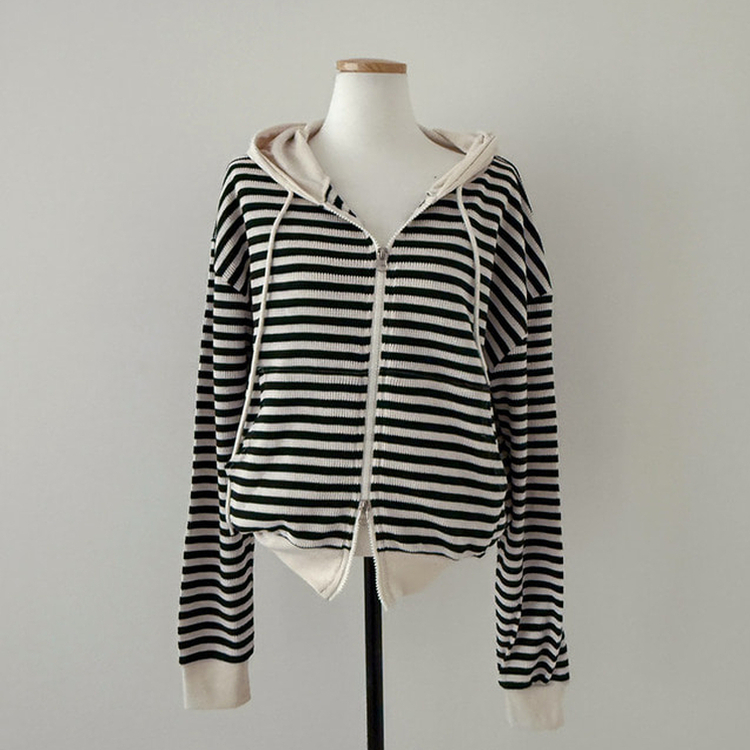 카카오 단가라 스트라이프 투웨이 와플 후드 집업