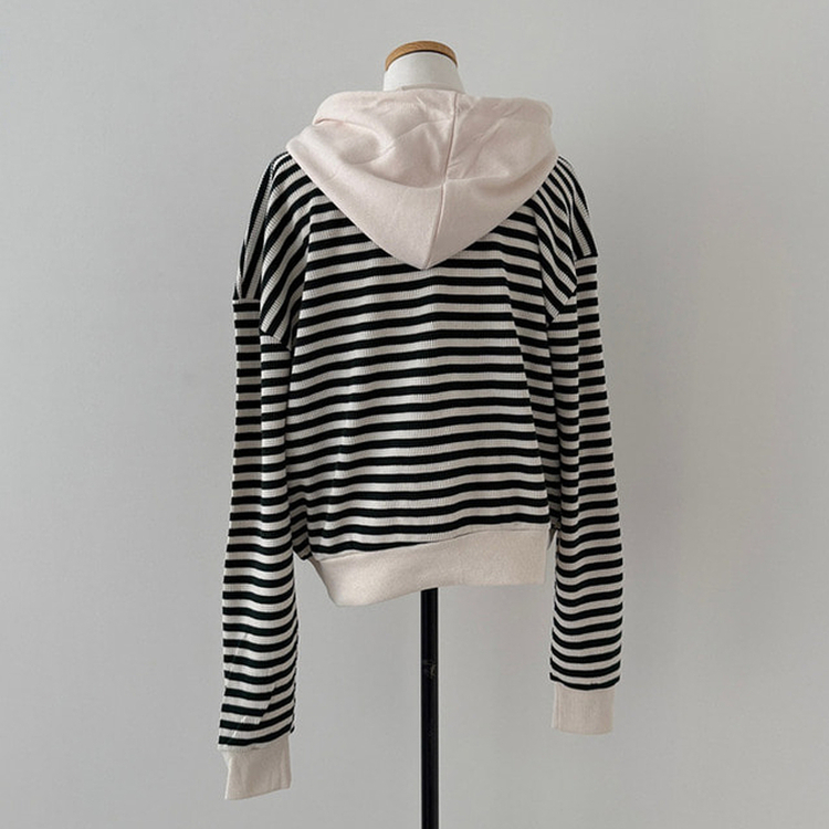 카카오 단가라 스트라이프 투웨이 와플 후드 집업