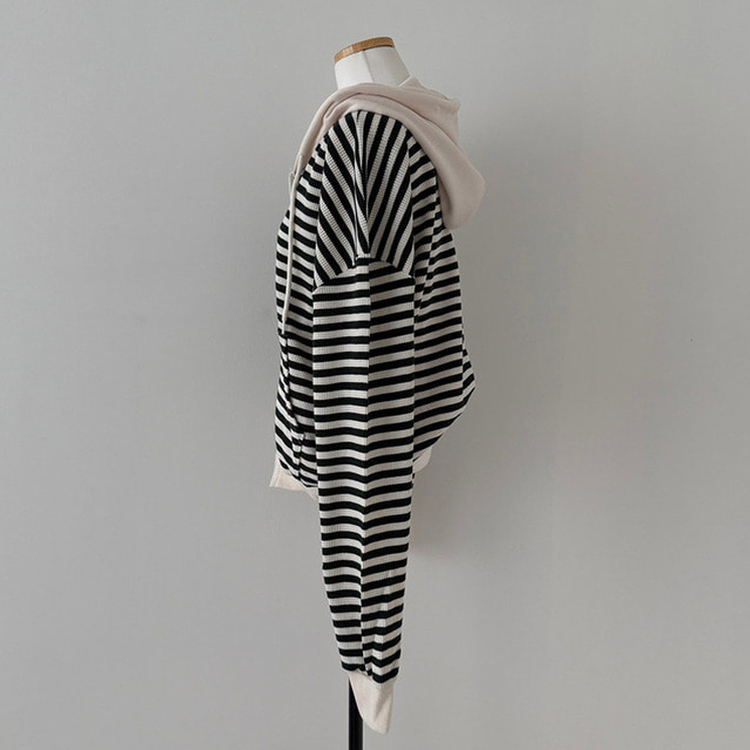 카카오 단가라 스트라이프 투웨이 와플 후드 집업