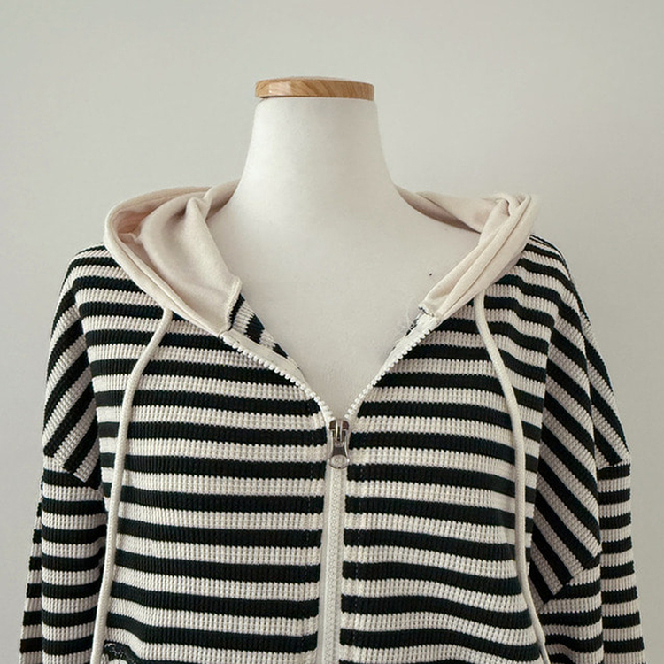 카카오 단가라 스트라이프 투웨이 와플 후드 집업