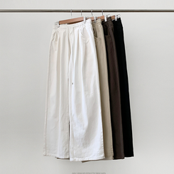 【丈別】ピンタックワイドコットンワイドパンツ