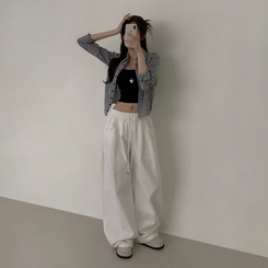 【丈別】ピンタックワイドコットンワイドパンツ WHITE