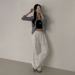 【丈別】ピンタックワイドコットンワイドパンツ WHITE