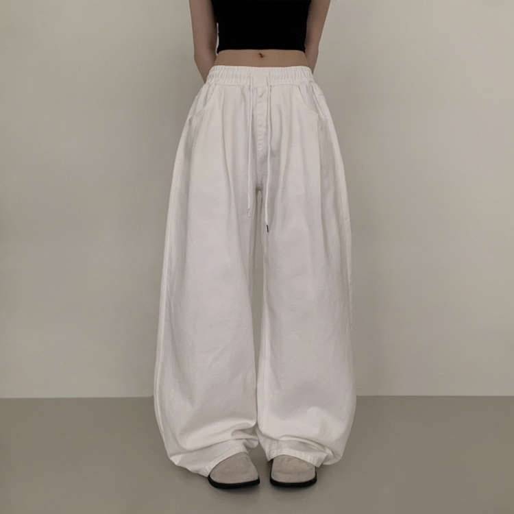 【丈別】ピンタックワイドコットンワイドパンツ WHITE