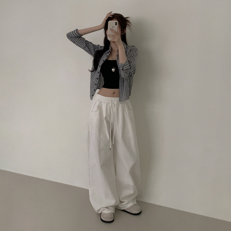 【丈別】ピンタックワイドコットンワイドパンツ WHITE