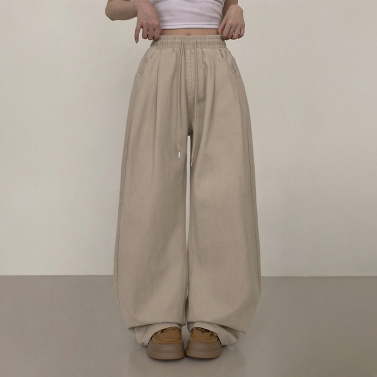 【丈別】ピンタックワイドコットンワイドパンツ BEIGE
