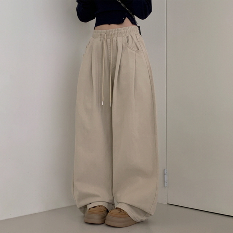 【丈別】ピンタックワイドコットンワイドパンツ BEIGE