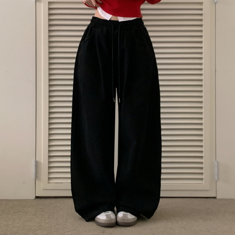 【丈別】ピンタックワイドコットンワイドパンツ BLACK