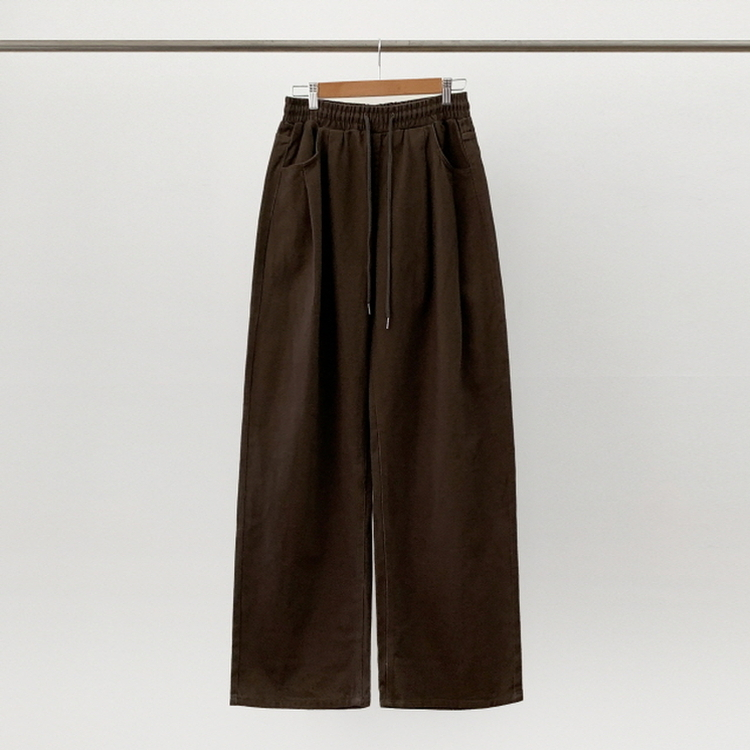 【丈別】ピンタックワイドコットンワイドパンツ