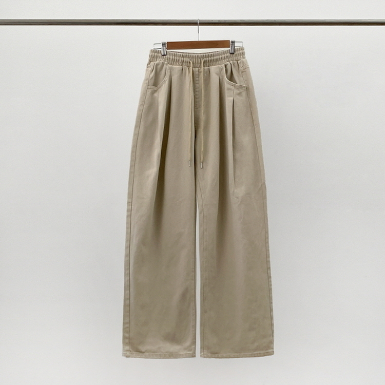 【丈別】ピンタックワイドコットンワイドパンツ