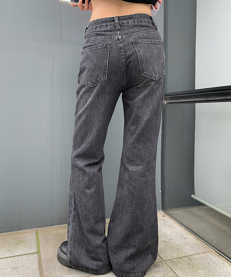 【丈別】ブーツカットウォッシングデニムパンツ BLACK DENIM