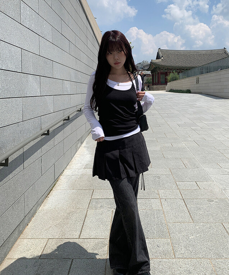 【丈別】ブーツカットウォッシングデニムパンツ BLACK DENIM