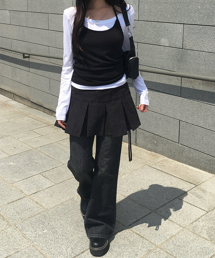 【丈別】ブーツカットウォッシングデニムパンツ BLACK DENIM