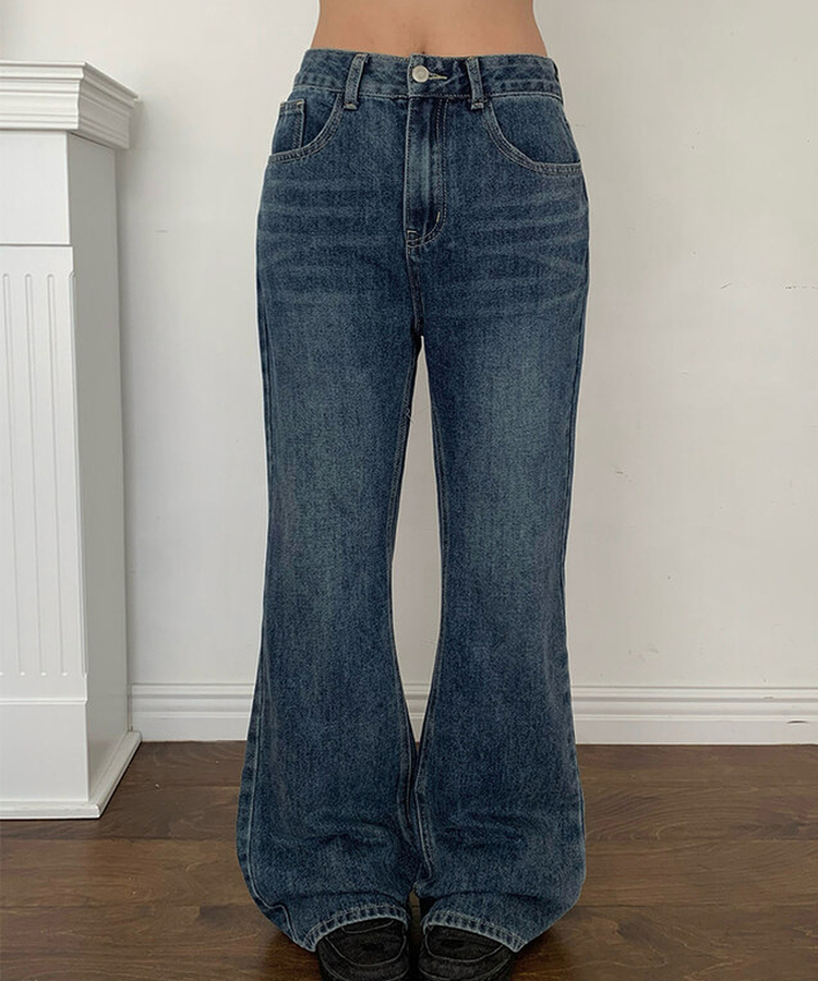 【丈別】ブーツカットウォッシングデニムパンツ MID DENIM