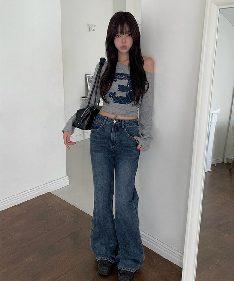 【丈別】ブーツカットウォッシングデニムパンツ MID DENIM