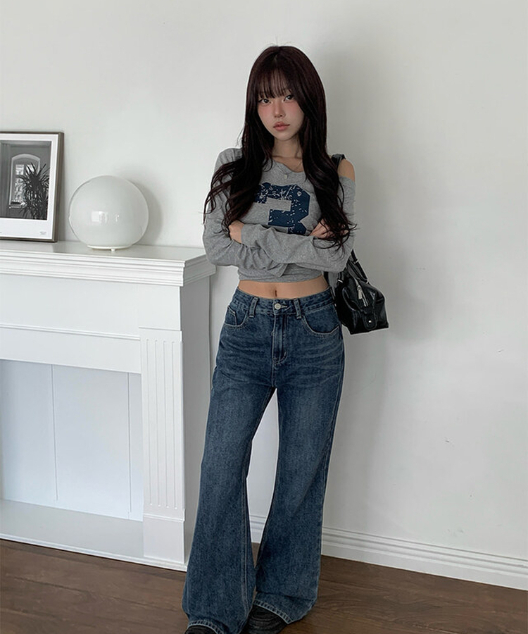 【丈別】ブーツカットウォッシングデニムパンツ MID DENIM