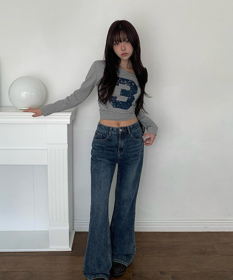 【丈別】ブーツカットウォッシングデニムパンツ MID DENIM