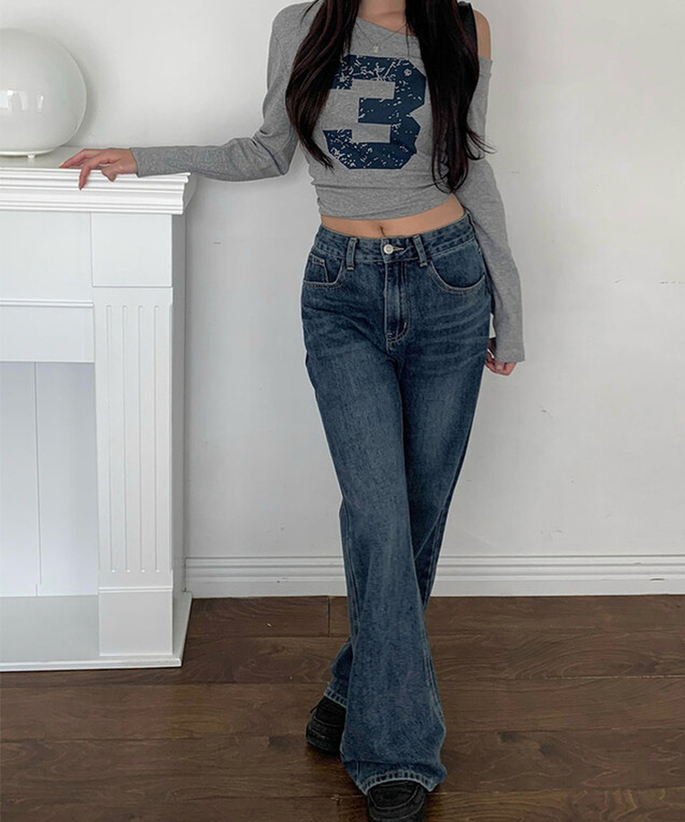 【丈別】ブーツカットウォッシングデニムパンツ MID DENIM