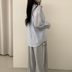 超希少♡G/FORE メッシュストライプシャツ Sサイズ韓国モデル✨ シースルーストライプシャツ｜シャツ｜韓国ファッション通販 SONA