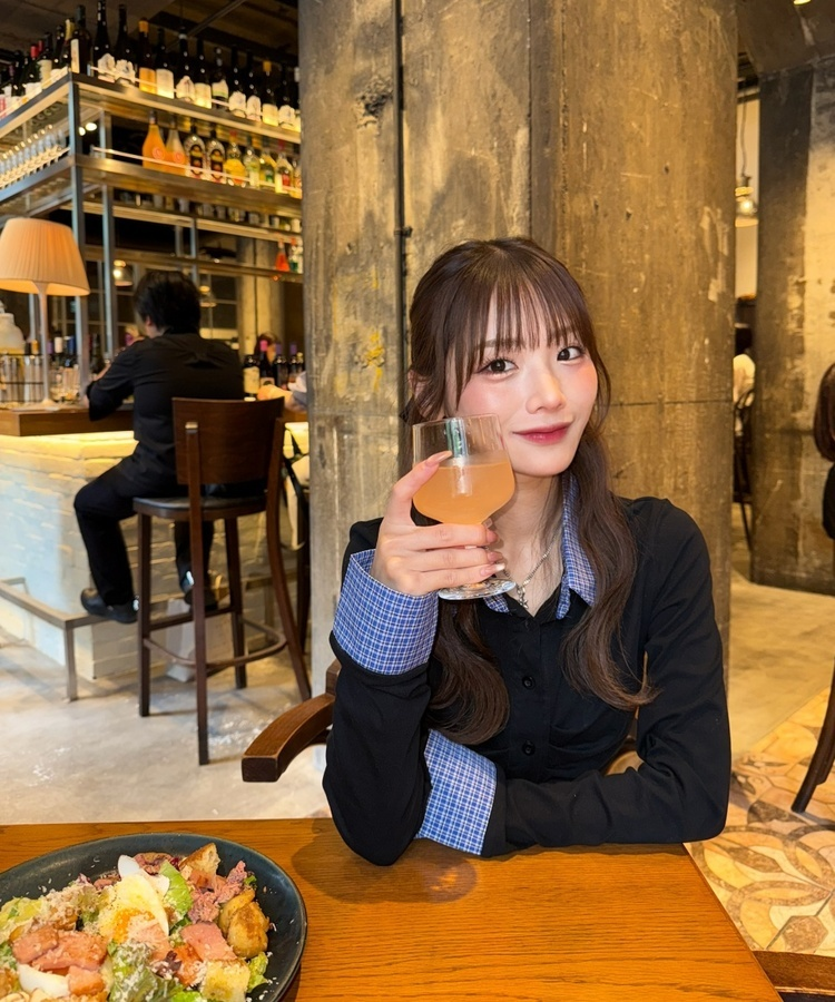 チェックレイヤード風長袖Tシャツ