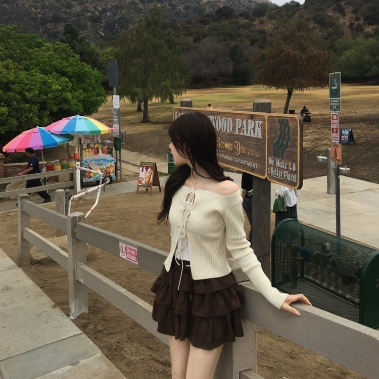 オフショルダーリボンカーディガン IVORY