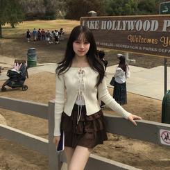 スエードフリルミニスカート BROWN