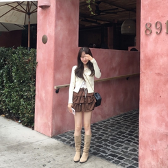 スエードフリルミニスカート BROWN