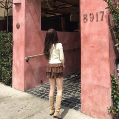 スエードフリルミニスカート BROWN