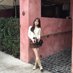 スエードフリルミニスカート BROWN