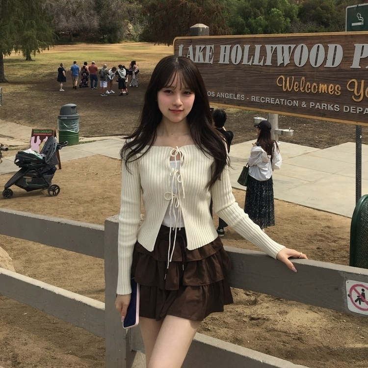 スエードフリルミニスカート BROWN