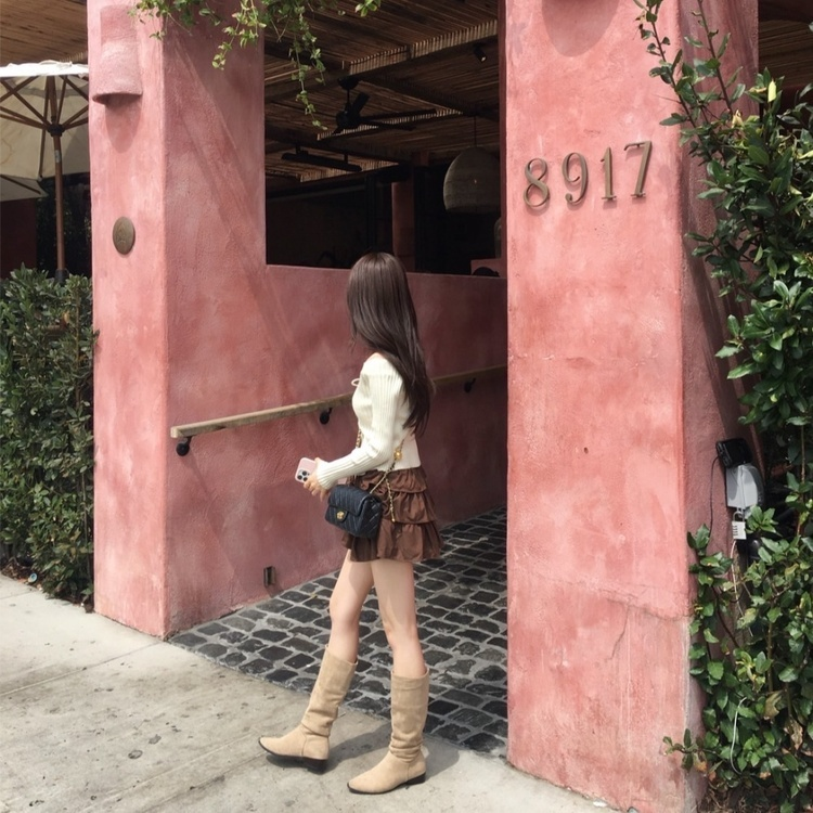 スエードフリルミニスカート BROWN