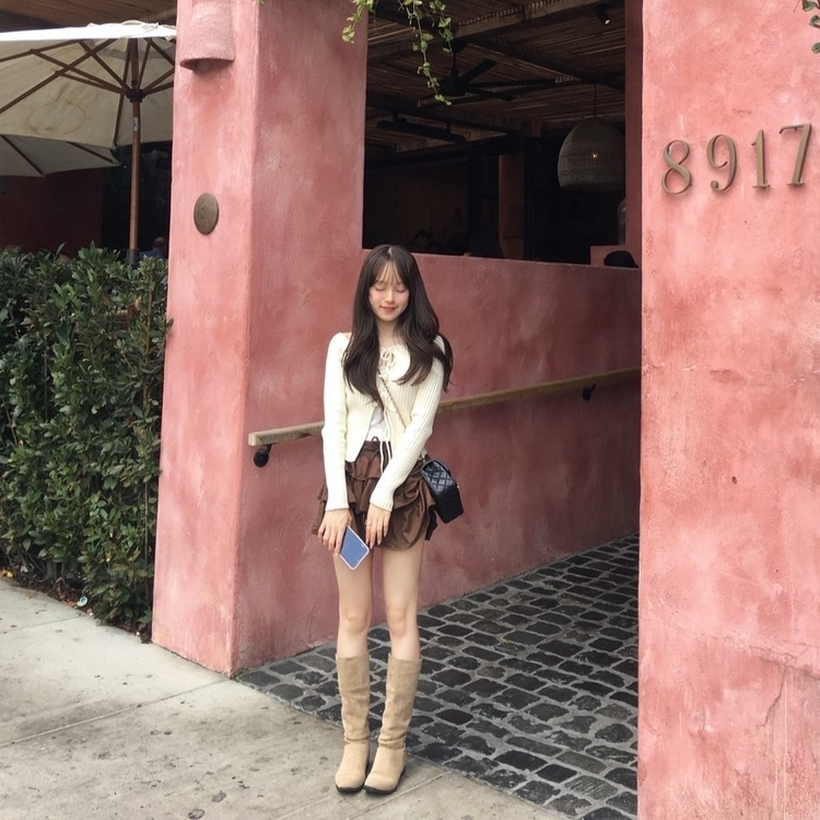 スエードフリルミニスカート BROWN