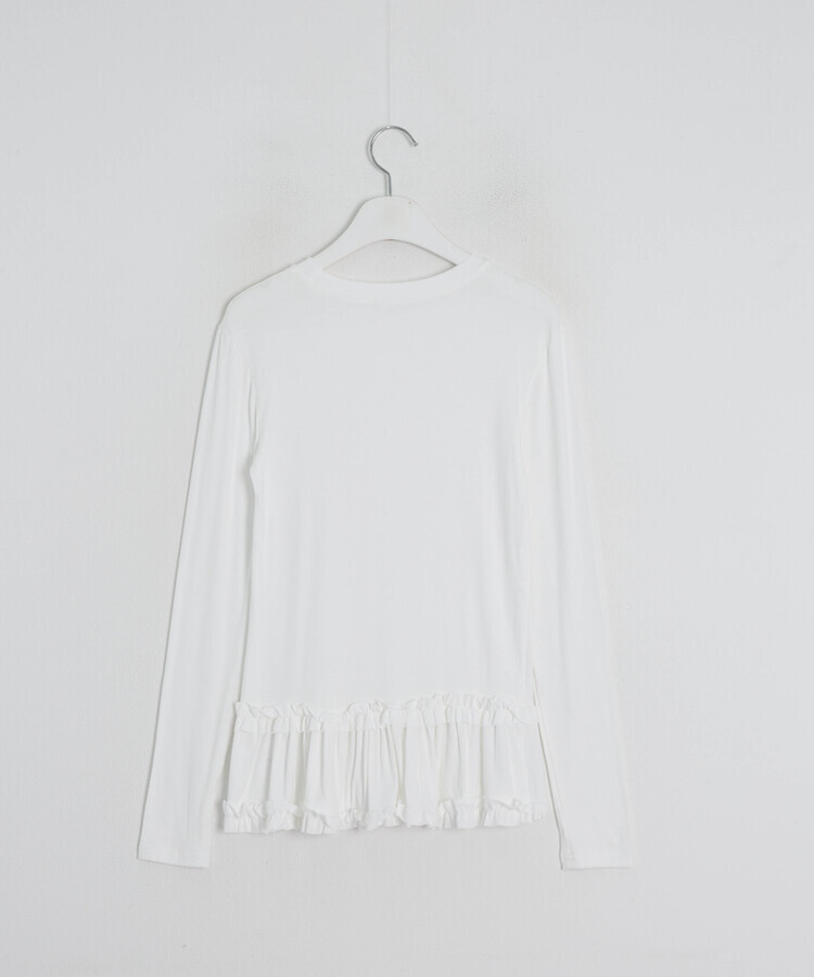 레이어드 레이스 프릴 라운드 긴팔티셔츠