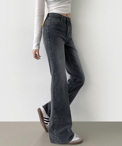 2XL스판 여유로운 루즈 롱 부츠컷 밴딩 데님 팬츠 그레이시진청