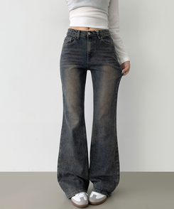 2XL스판 여유로운 루즈 롱 부츠컷 밴딩 데님 팬츠 빈티지진청