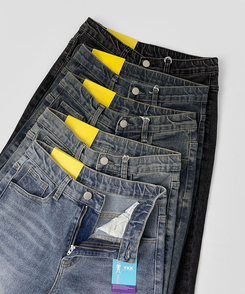 2XL스판 여유로운 루즈 롱 부츠컷 밴딩 데님 팬츠