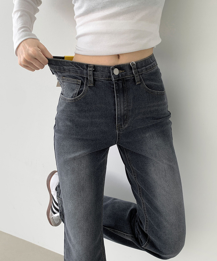 2XL스판 여유로운 루즈 롱 부츠컷 밴딩 데님 팬츠 그레이시진청