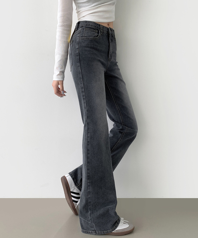 2XL스판 여유로운 루즈 롱 부츠컷 밴딩 데님 팬츠 그레이시진청