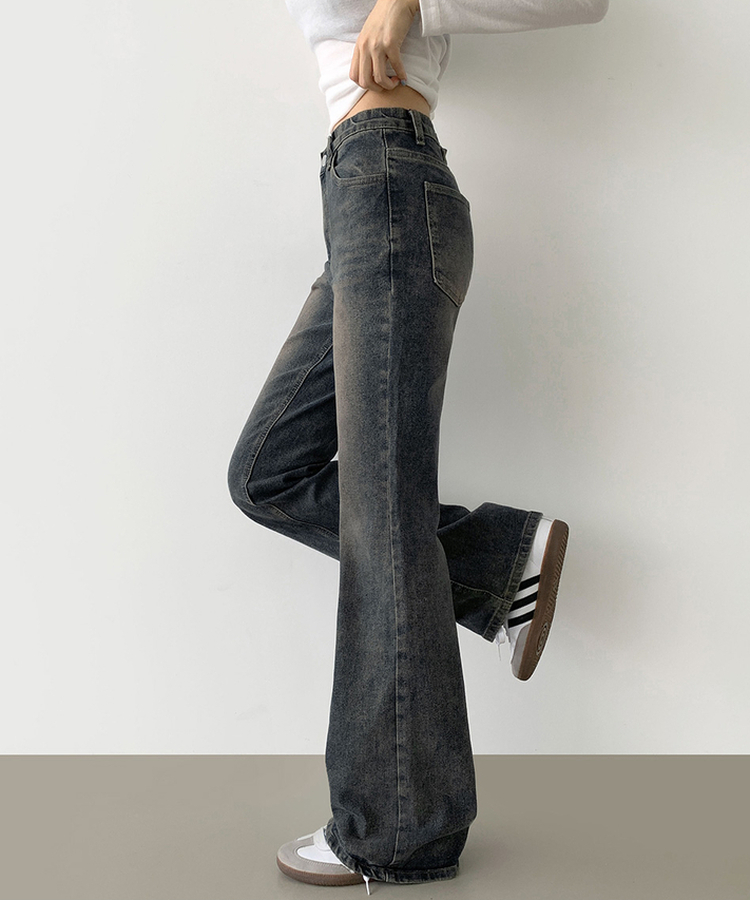 2XL스판 여유로운 루즈 롱 부츠컷 밴딩 데님 팬츠 빈티지진청