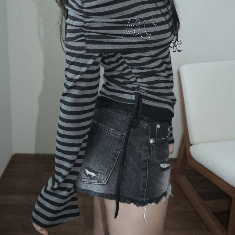 흑청 리나 빈티지 워싱 데미지 데님 숏 팬츠 청 반바지 3부 마이크로숏츠 흑청