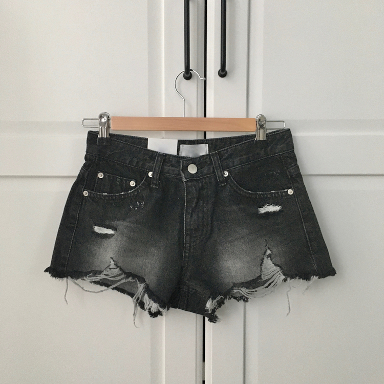 흑청 리나 빈티지 워싱 데미지 데님 숏 팬츠 청 반바지 3부 마이크로숏츠