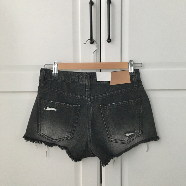 흑청 리나 빈티지 워싱 데미지 데님 숏 팬츠 청 반바지 3부 마이크로숏츠