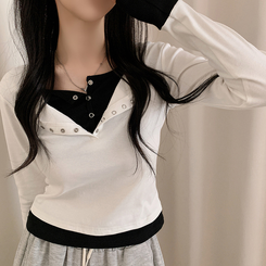 レイヤードスリム長袖Tシャツ WHITE