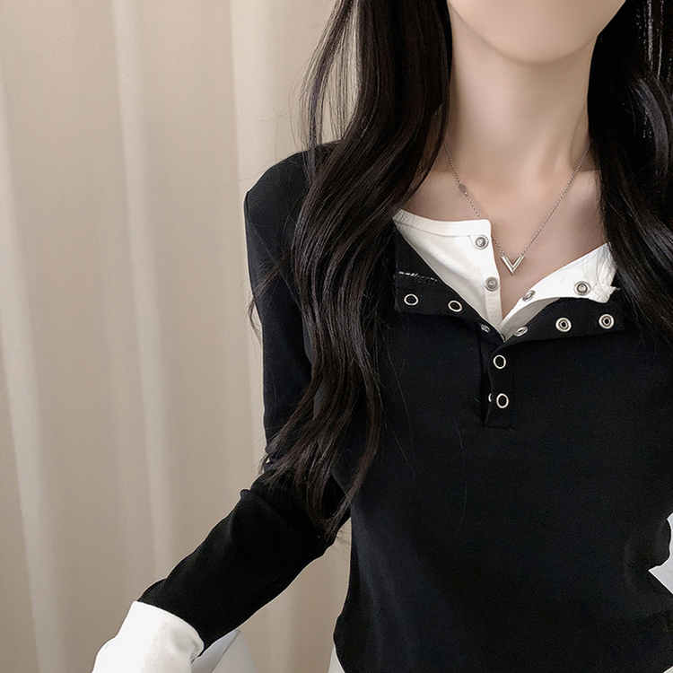 レイヤードスリム長袖Tシャツ BLACK